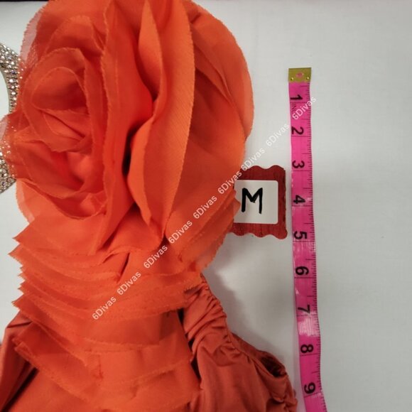SEXY orange one shoulder figure hugging cocktail tight dress size M - Picture 9 of 12